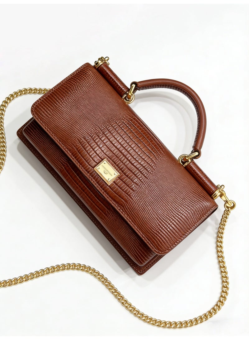 دي آند جي Dolce & Gabbana Dauphine ميني توت حقيبة | D & G علامة مخطوطة حقيبة يد من جلد العجل مع حزام سلاسل قابل للإزالة ، حفلات مسائية رائعة سلاسل فتاة - Image 1